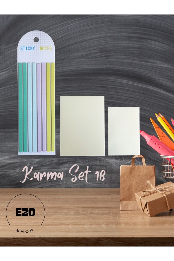 EZOSHOP-Set of 3 Long Ribbon and Karenot 2 Sizes Transparent Sticky Note Paper Stationery Post It Mixed Set 18 1