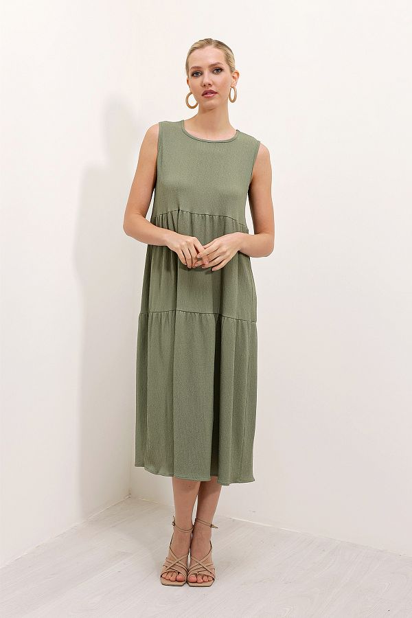 Bigdart-2448 Langes Strickkleid ohne Ärmel - Çağla 1