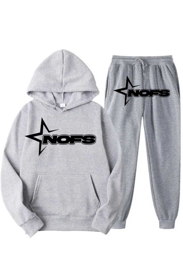 パンツ THEREDTHREAD S print sweat1 toys F SWEATSHIRT AND WIDE LEG PLUSH PANTS MATCHING SET - Blue gray
