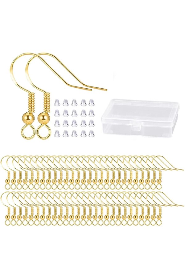 Choice 50pairs Hypoallergenic Earring Hooks Earring Making Kit With Earring Hooks Jump Rings And Clear R. Trendyol