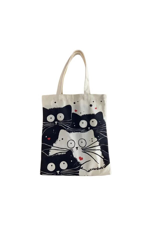 Choice Andeiltech Canvas Tote Bag For Women Aesthetic Cute Cat Shopping Grocery Reusable School With Inn. Trendyol