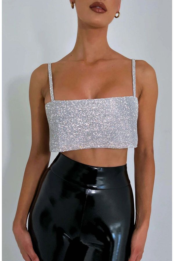 WAY OF LOVE-WOMEN'S SILVERY BACK DECOLTED CROP 1