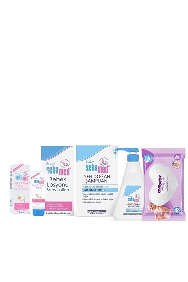 Sebamed Bebe Yenidoğan Şampuan 500ml, Bebek Losyonu 200 ml, Pişik Kremi 50 ml, Islak Havlu 56 Yap.