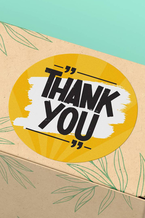 Basic Sense Thank You Sticker Thanks Label Yellow Shipping Product ...