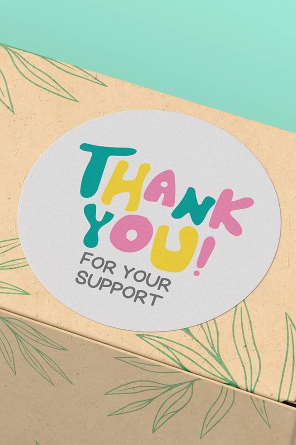 Basic Sense Thank You Sticker Thanks Label Packaging Shipping Product ...