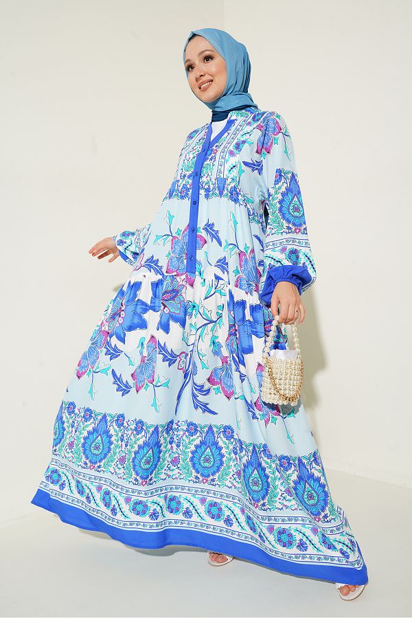 Bigdart-2423 Authentic Patterned Hijab Dress - D. Saks 1