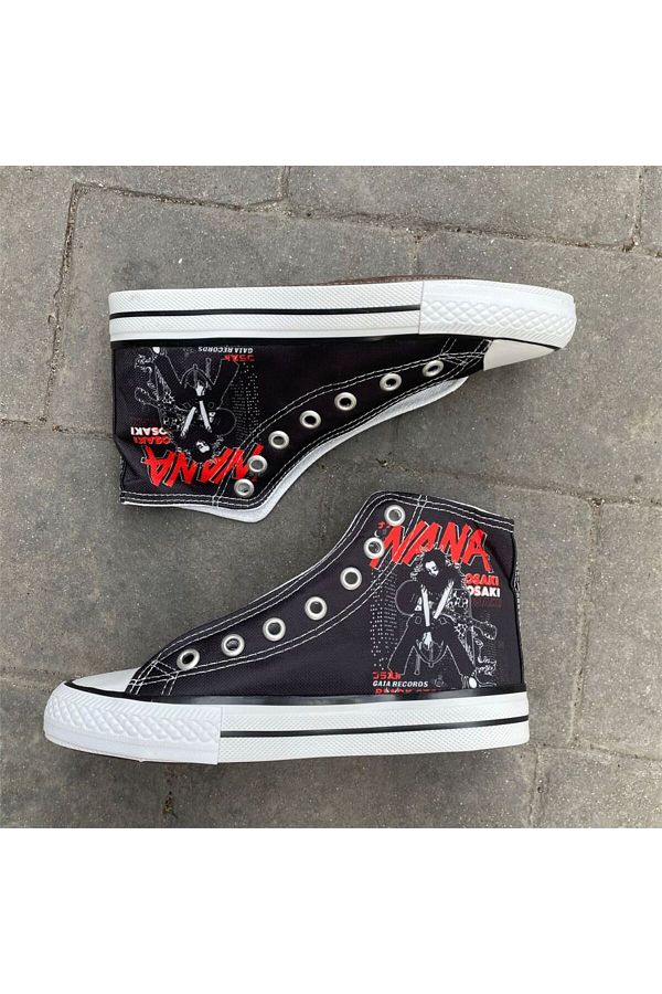 K stebek Black Black Stones Nana Osaki Guitar Long Canvas Shoes