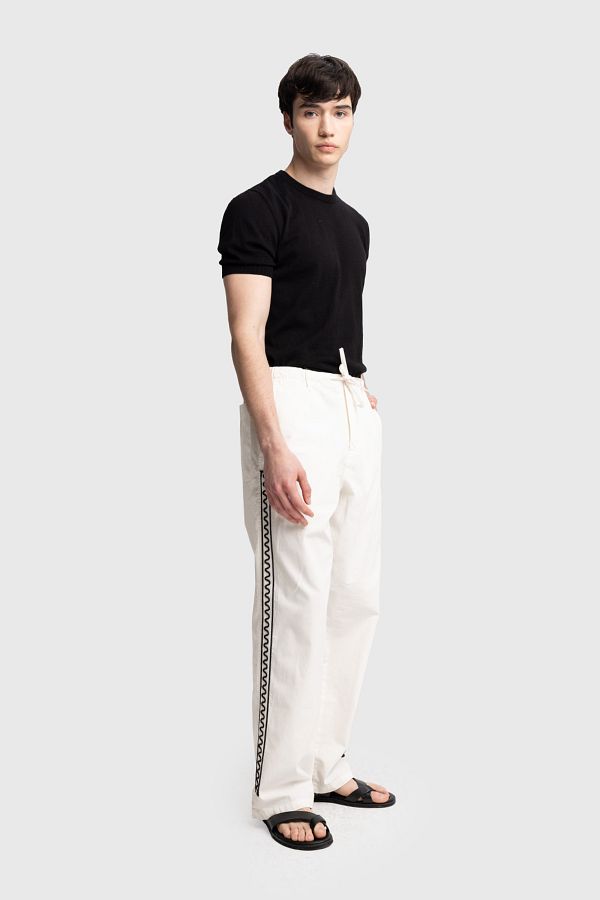 GIESTO-SIDE EMBROIDERED POPLIN PANTS 1