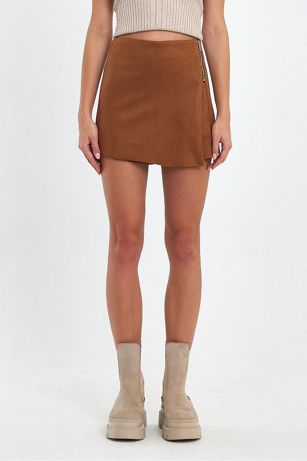 Suede zipper skirt 2025