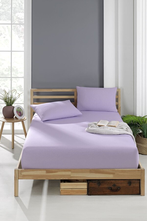 INTER Z-Cotton Ranforce Fabric Elastic Fitted Pillow Sheet Set (single) Lilac 1
