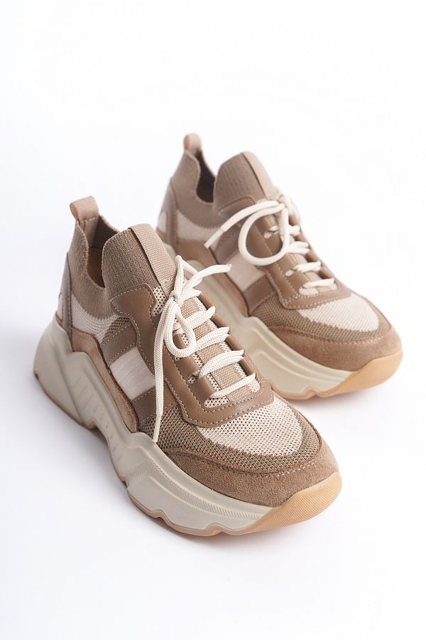 MARSEDO-Alexia Women's Sneaker High Sole Lace-up Knitwear Sports Shoes 1