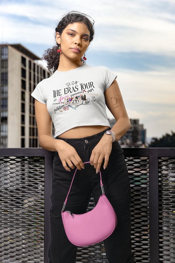 Fuddy Moda-Taylor Swift Album I?simleri Imprimat Crop Top, Taylor Swift Text Crop Tricou 1
