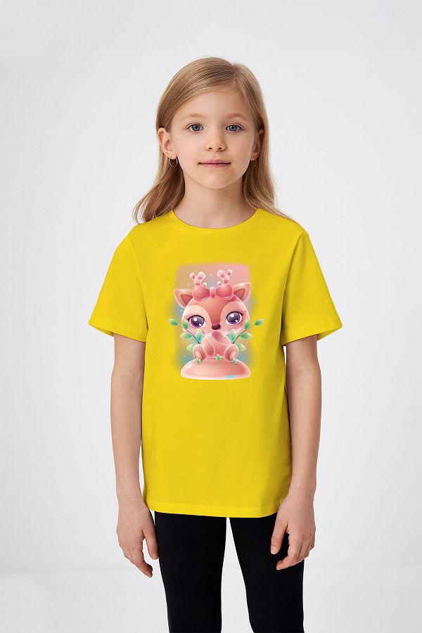 ADABEBEK-Little Gazelle Printed Girl's T-Shirt 1