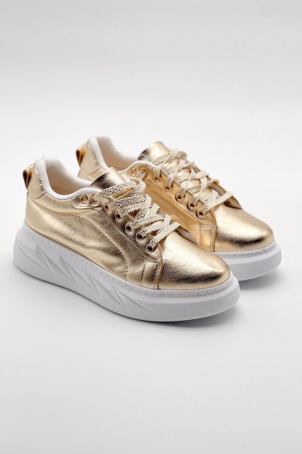 Shoebutik Lame Gold Sneakers Trendyol