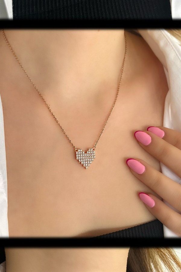 Color stone family heart necklace store