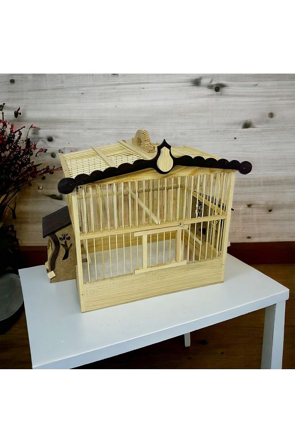Butik CEren WOODEN Wooden Bird Cage Handmade Bird House Nest Trendyol