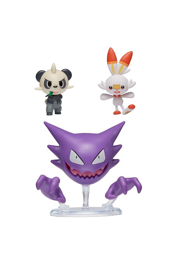 Pokemon Battle 3 Piece Figure Set Haunter Scorbunny Pancham