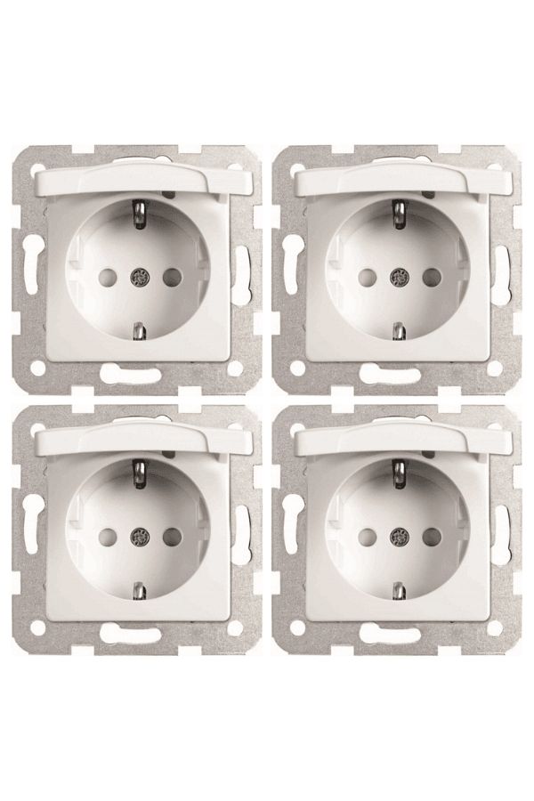 VİKO-Viko Linnera Grounded Child Protected Covered Socket White90440012 (Frame Included) (4 Pieces) 1