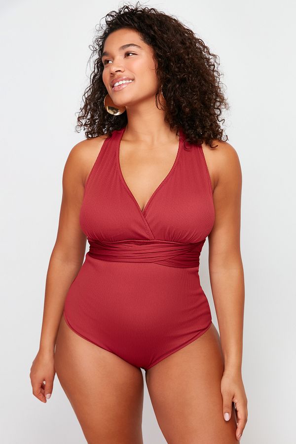 Burgundy plus size swimsuit discount