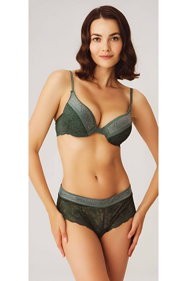 Anıl-Lace and Underwire Sequin Bra Set - SUPPORTED ANIL4815 1