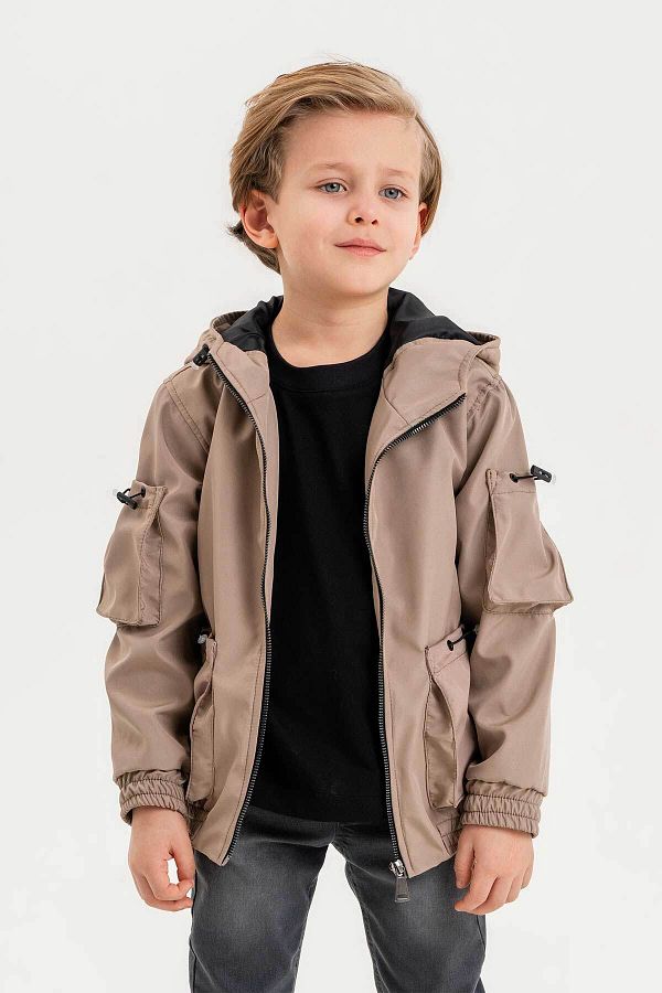 Gold Class Kidswear Double Pocket Hooded Lined Waterproof Boys Jacket Trendyol