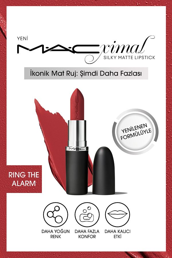 M.A.C-RING THE ALARM-M·A·CXIMAL Silky Matte Lipstick Intensive Color-Providing Moisturizing Lipstick 3.5 g 1