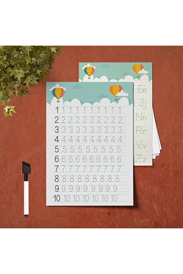 Genel Markalar Yaz Sil Harfler Rakamlar Öğrenme Kartı A4