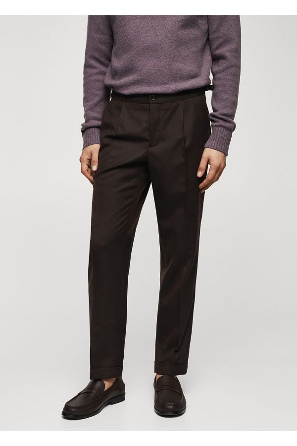 MANGO Man-Pleated and Buckle Wool Trousers 1
