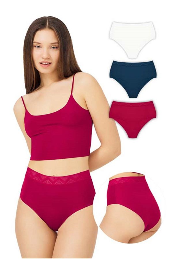 Cottonhill-Basic High Waist Laser Cut Bikini Panties 3 Pack 1