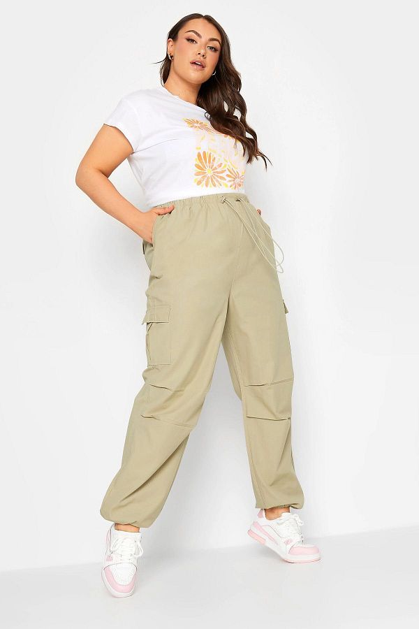 Stil Diva Large Size Cargo Pants with Elastic Legs and Pocket Detail302033 Trendyol