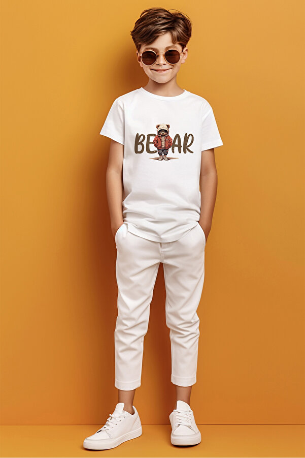 ADABEBEK Bear Yazılı Kapşonlu Cool Bear Detaylı Baskılı Erkek Çok Tişört