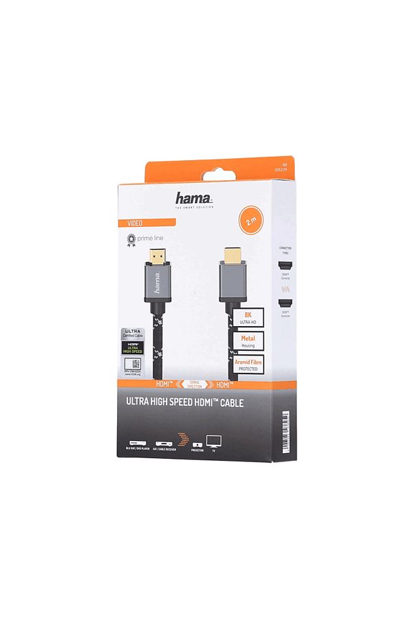 Hama HM.205239 Ultra High Speed 8K HDMI Cable 2m Black Gray Trendyol