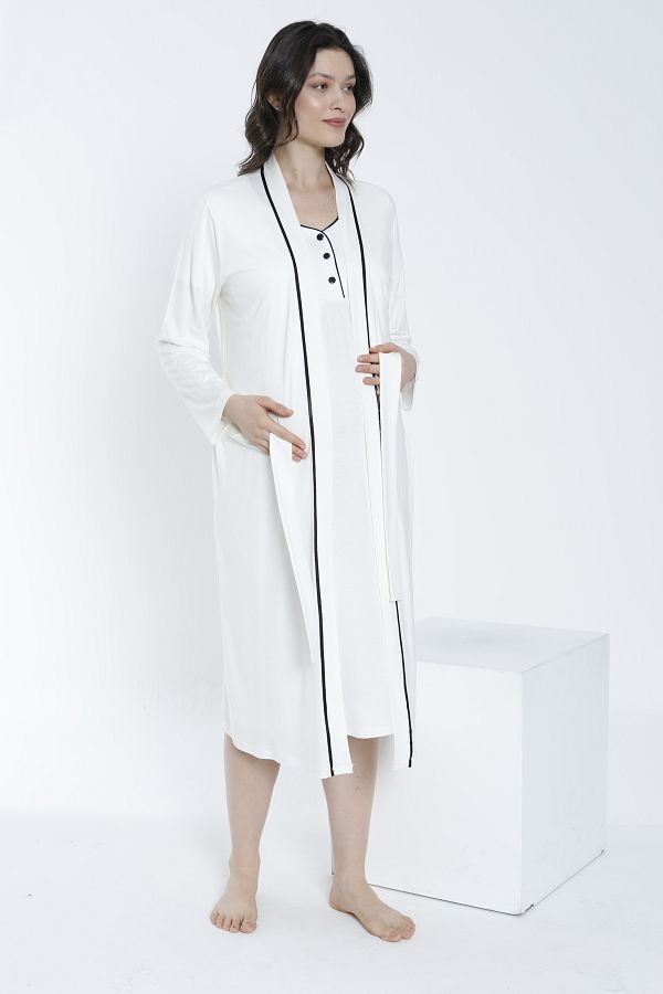 Miss Dünya Lissa-Women's Dressing Gown Front Buttoned Maternity and Maternity Nightgown Set 1
