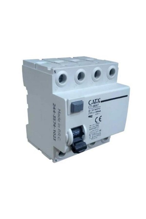 Cata-CT-9647 4X25A 6kA 300mA Three Phase Residual Current Relay 1