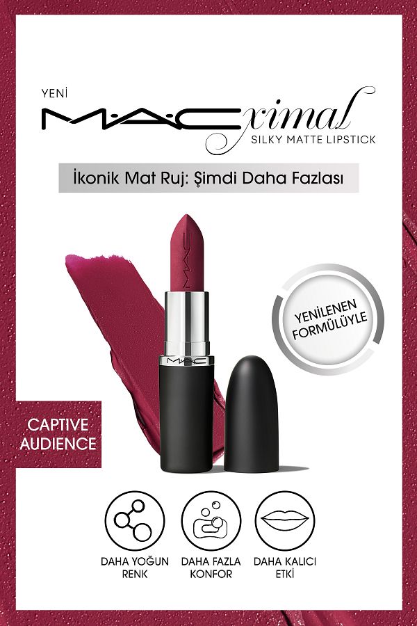 M.A.C-M·A·CXIMAL Silky Matte Lipstick-Captive Audience-Intense Color-Providing Moisturizing Lipstick 3.5 g 1