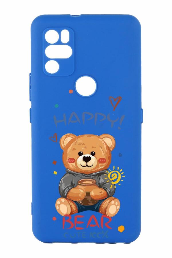 omix-X300 Blue Color Silicone Case with Print and Camera Protection 1