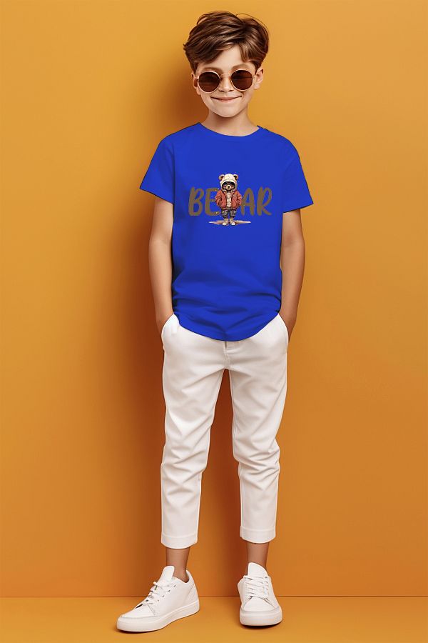 ADABEBEK-Tricou cu glugă cu glugă cu imprimeu Bear pentru bărbați 1