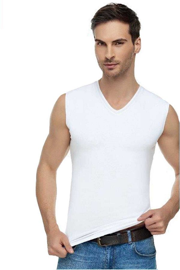 Tutku Elit-Pachet de 12 tricou pentru bărbați, cu decolteu în V, cu mâneci zero 1