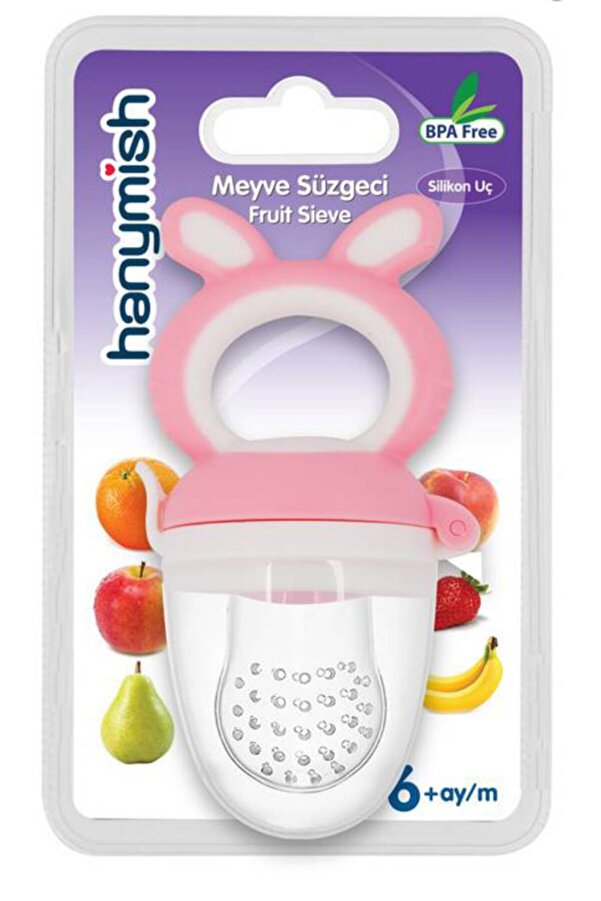 Hanymish Bebek Pembe Delikli Silikon Uçlu Meyve Süzgeci