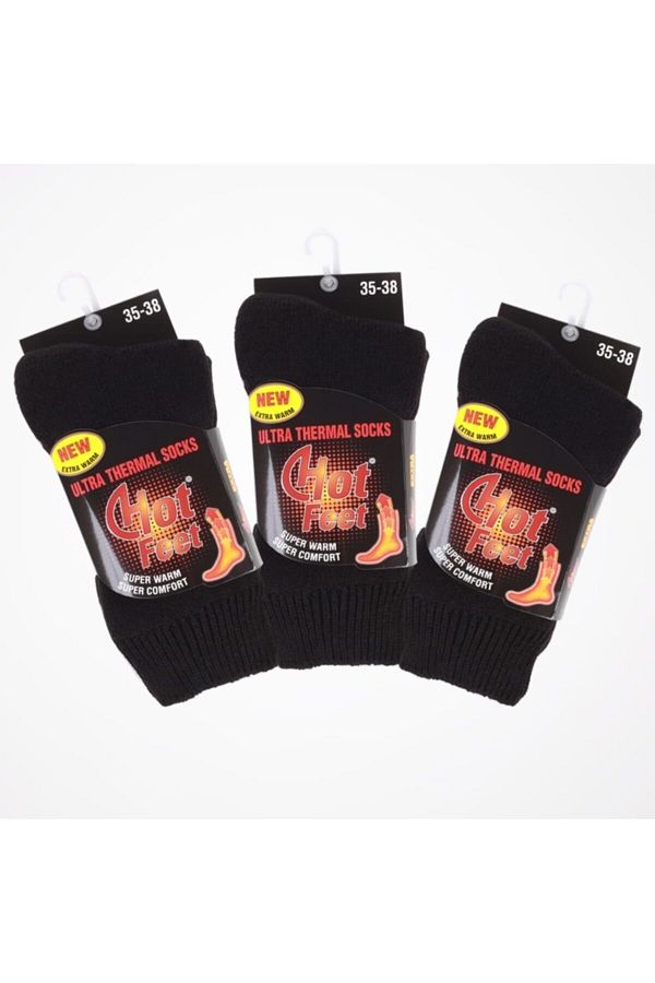 Roff-Women's Black Seamless Thermal Towel Sewing Warm Socks 11500 3-Piece 1