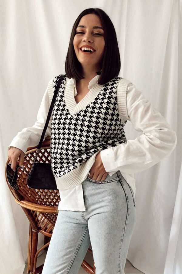 Houndstooth sweater women's top