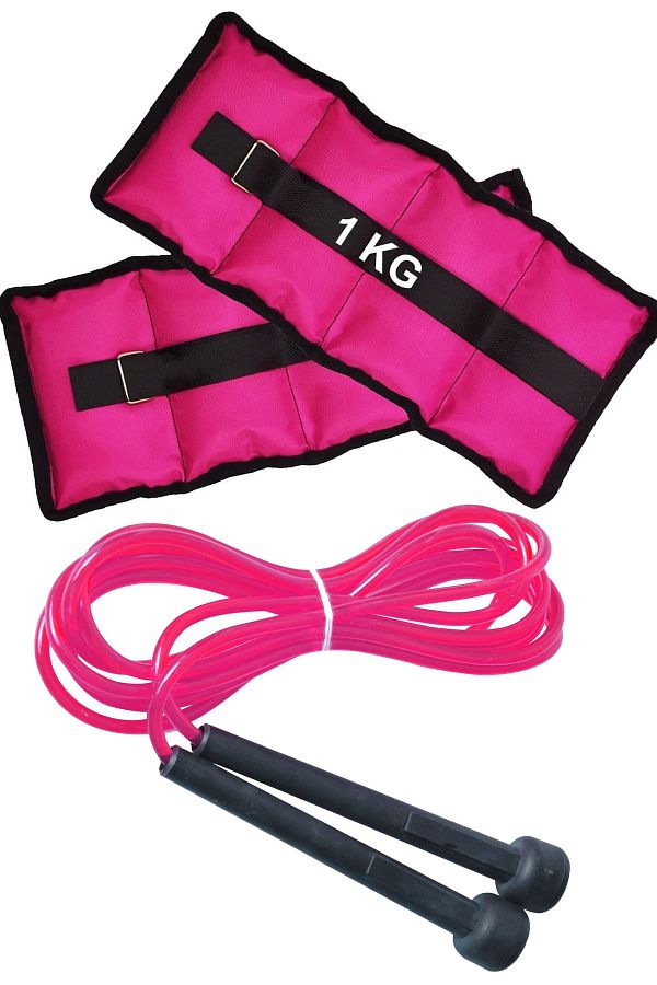 Jet 1 Kg Hand Foot Ankle Weight Velcro And Jump Rope Set 1kg X 2pcs Ankle Weight Sand Bag Pink Trendyol
