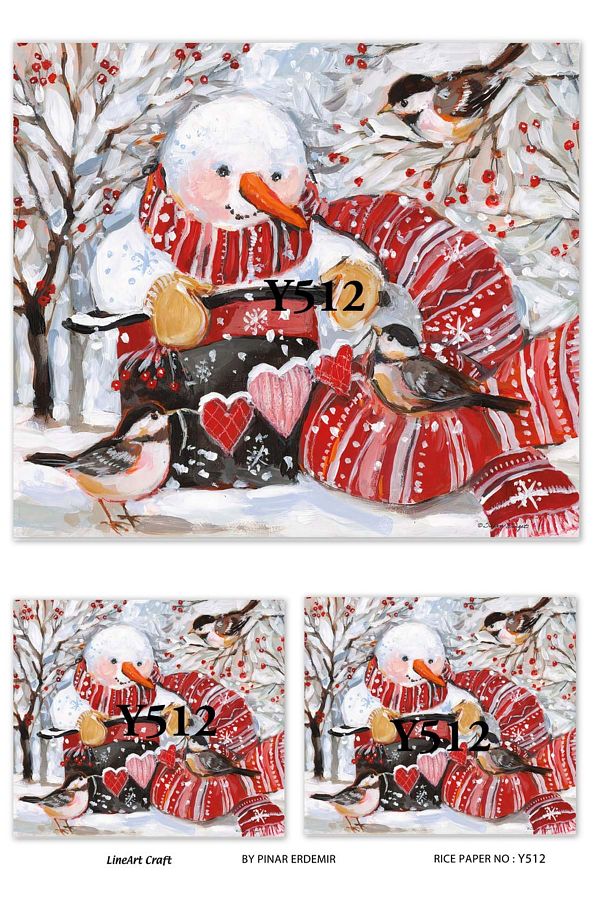 LİNEART-Y512 Snowman Pattern - 30X42 Brass Decopage 1