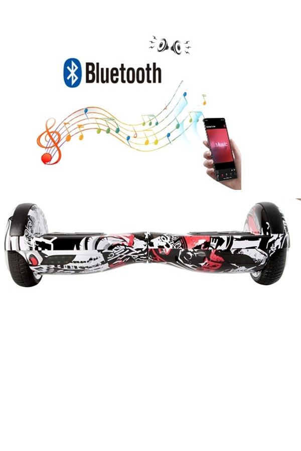 CityMate 6.5 Inch Graffiti Patterned Electric Skateboard Hoverboard with Bluetooth Speaker Trendyol