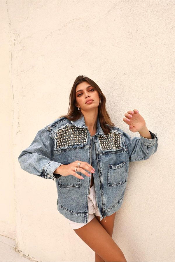 Patterned jean jacket new arrivals
