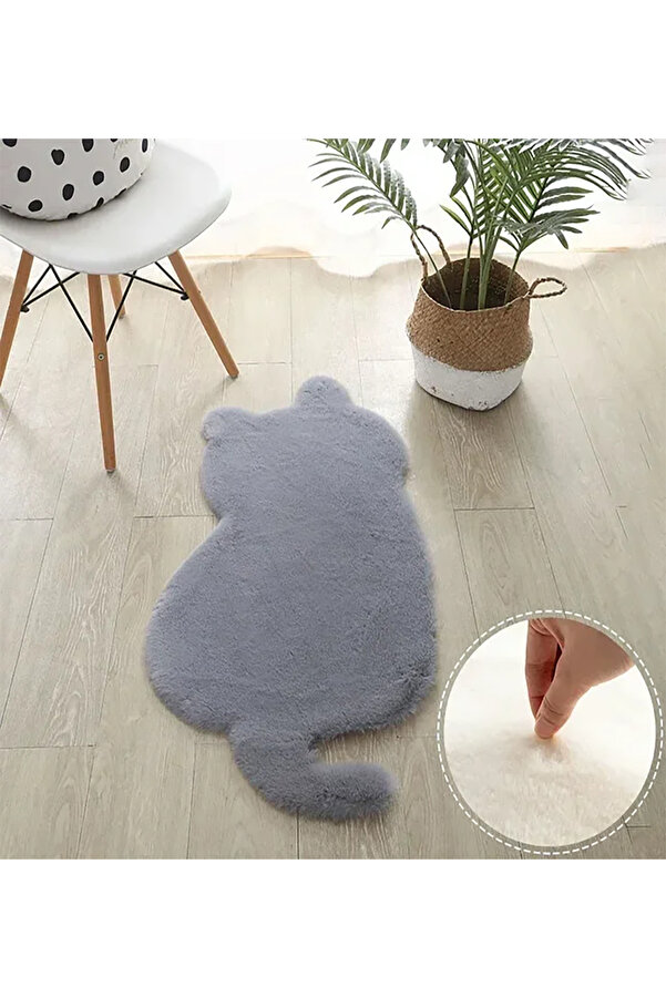 ALgorand Home Sevimli kedi şekilli halı kabarık peluş süper yumuşak kız odası salon kanepe kaymaz halı