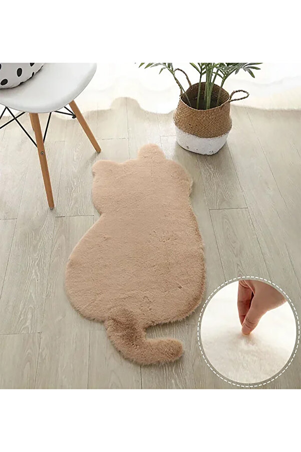 ALgorand Home Sevimli kedi şekilli halı kabarık peluş süper yumuşak kız odası salon kanepe kaymaz halı