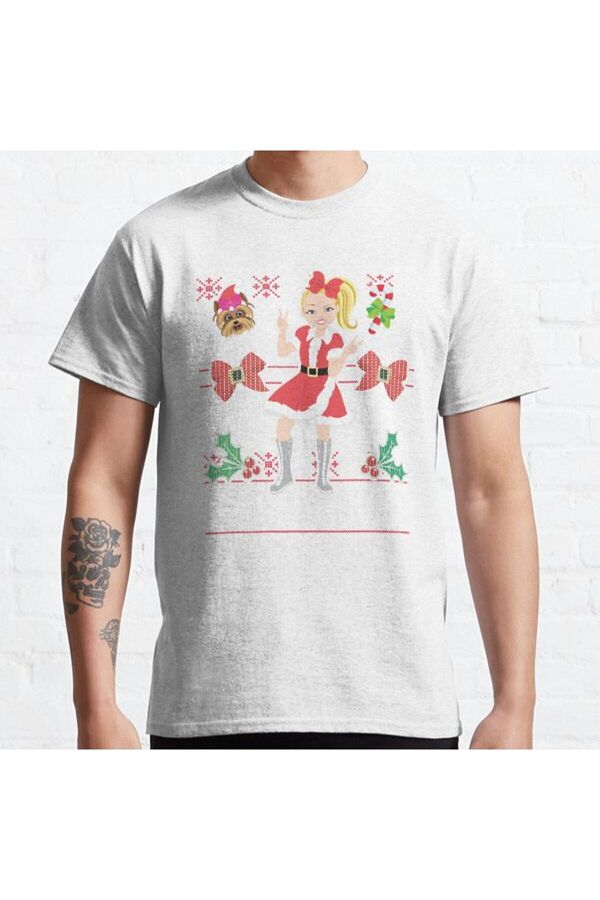 ZOKAWEAR Baggy Fit Unisex Jojo Siwa Christmas Jingle Bows Ugly Sweater Design Printed T shirt Trendyol