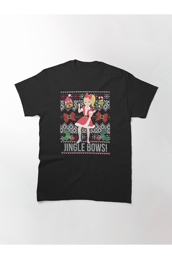 ZOKAWEAR Baggy Fit Unisex Jojo Siwa Christmas Jingle Bows Ugly Sweater Design Printed T shirt Trendyol