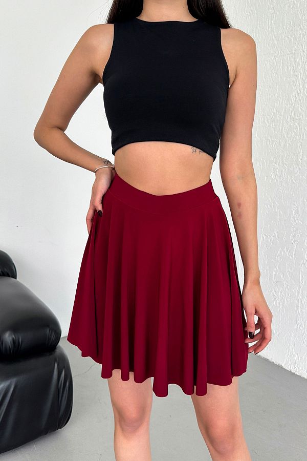 RuyaMood Woman s Burgundy Skirt with Elastic Waist Floor Length Shorts Trendyol
